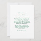 Faire-part Classic Green Double Border Photo Graduation (Dos)