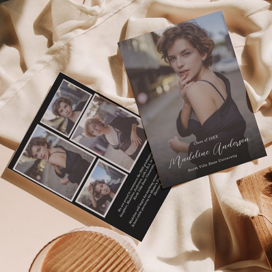 Faire-part Classic moderne photo noir collage Graduation