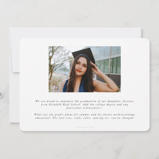 Faire-part Classic Monogramme/Laurel Wreath 2 Photo Graduatio (Dos)