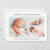 Faire-part Classic Photo Collage Bleu Beau Bébé Garçon naissa (Devant)