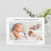 Faire-part Classic Photo Collage Bleu Beau Bébé Garçon naissa (Debout devant)