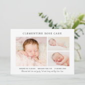 Faire-part Classic Photo Collage rose bébé fille naissance (Debout devant)