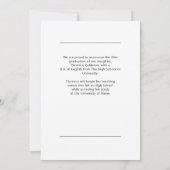 Faire-part Classic simple une photo graduation (Dos)