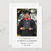 Faire-part Classic simple une photo graduation (Devant / Derrière)