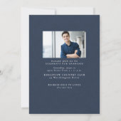 Faire-part Classic tweed cadre simple marine photo graduation (Dos)