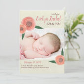 Faire-part Classic Waterclor Elegant bébé Nom Script Photo (Debout devant)