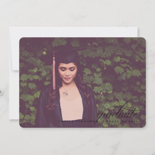 Faire-part classique de graduation de script simpl (Devant)