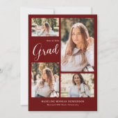 Faire-part Classique moderne 5 Photo Collage Bourgogne Diplôm (Devant)