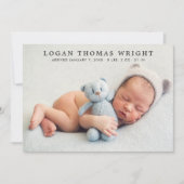 Faire-part Classique moderne bébé garçon Photo Collage Naissa (Devant)