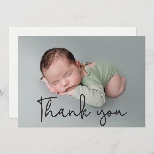 Faire-part Classique moderne Merci bébé garçon Photo naissanc (Devant / Derrière)