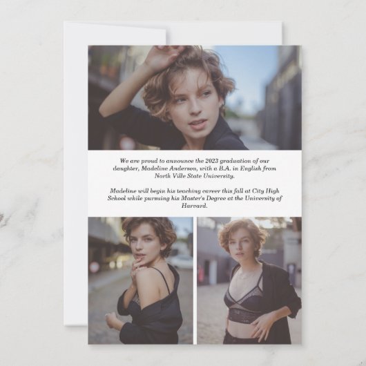 Faire-part Classique moderne photo Collage Graduation (Dos)