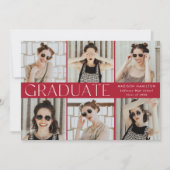 Faire-part Classique moderne Rouge 6 - Diplôme photo (Devant)