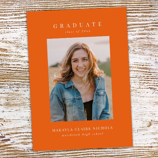 Faire-part Classique Moderne Simple Diplôme Deux Photos Orang