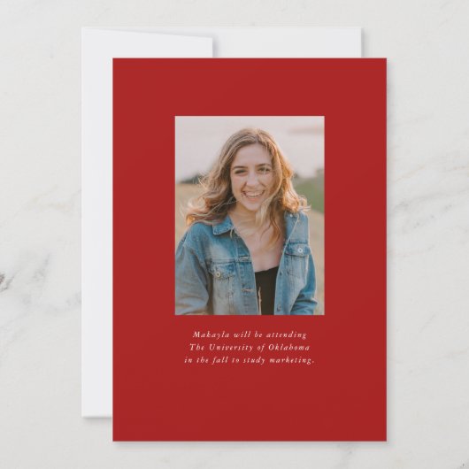 Faire-part Classique Moderne Simple Rouge Deux Photos Remise  (Dos)