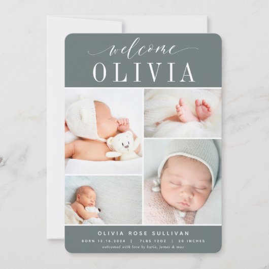 Faire-part Classique quatre | Photo Collage Naissance (Devant)