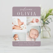 Faire-part Classique quatre | Photo Collage Naissance (Debout devant)