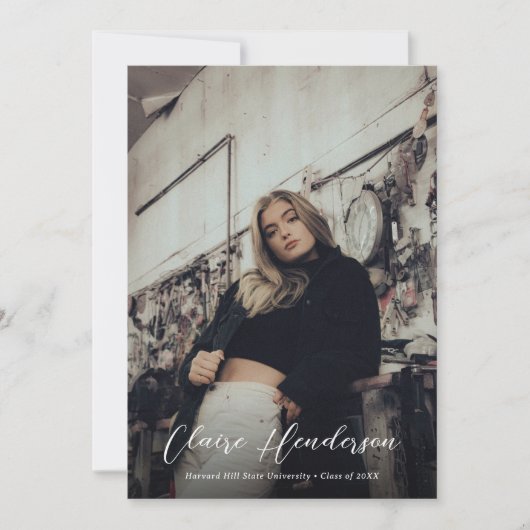 Faire-part Classy Burgundy Script Photo Collage Graduation (Devant)