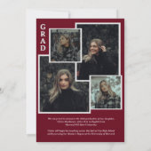 Faire-part Classy Burgundy Script Photo Collage Graduation (Dos)