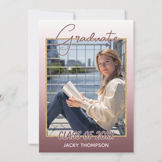 Faire-part Classy Chic Ombre Mauve Taupe Rose foncé Graduatio (Devant)