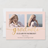 Faire-part Classy Elegant Gold Script Texte Gradué 3 Photo (Devant)