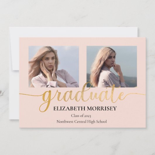 Faire-part Classy Elegant Gold Script Texte Gradué 3 Photo (Devant)