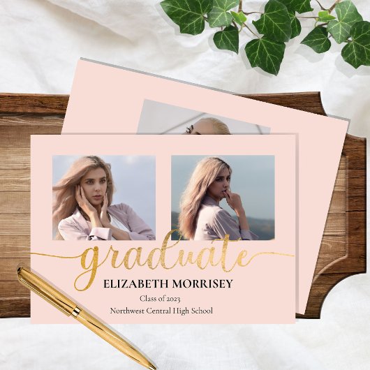 Faire-part Classy Elegant Gold Script Texte Gradué 3 Photo