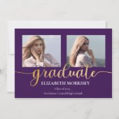 Faire-part Classy Elegant Gold Script Texte Gradué 3 Photo (Devant)