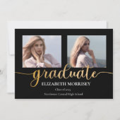 Faire-part Classy Elegant Gold Script Texte Gradué 3 Photo (Devant)