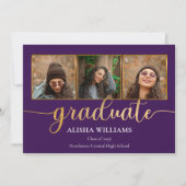 Faire-part Classy Elegant Gold Script Texte Gradué 4 Photo A (Devant)