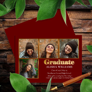 Faire-part Classy Elegant Gold Text Graduate 4 Photo