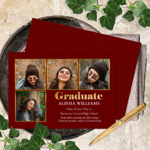 Faire-part Classy Elegant Gold Text Graduate 4 Photo