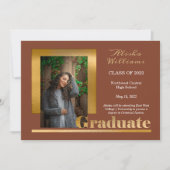 Faire-part Classy Elegant Gold Text Graduate Photo Terracotta (Devant)