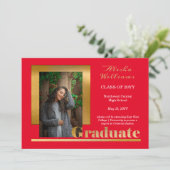 Faire-part Classy Elegant Gold Texte Gradué 1 Photo Rouge (Debout devant)