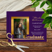 Faire-part Classy Elegant Gold Texte Gradué 1 Photo violet