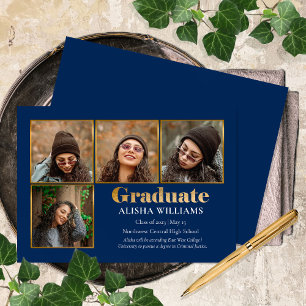 Faire-part Classy Elegant Gold Texte Gradué 4 Annonces photo