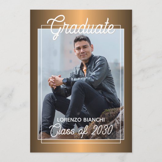 Faire-part Classy Faux Glossy Gold Copper Graduation (Devant)