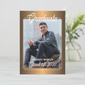 Faire-part Classy Faux Glossy Gold Copper Graduation (Debout devant)