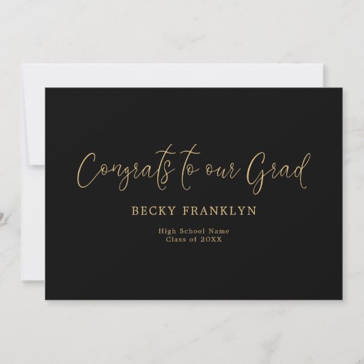 Faire-part Classy Gold Black Photo Overlay Script Graduation (Devant)