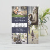 Faire-part Classy Modern Dark Blue Photo Graduation (Debout devant)
