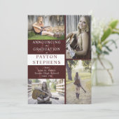 Faire-part Classy Modern Maroon Photo Graduation (Debout devant)