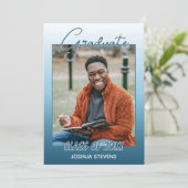 Faire-part Classy Ombre Bleu Vert Dégradé de Diplôme (Debout devant)