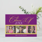 Faire-part Classy Purple/Gold 3 Photo (Debout devant)