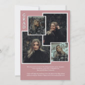 Faire-part Classy Script Dusty Pink Photo Collage Graduation (Dos)