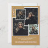 Faire-part Classy Script Mustard Photo Collage Graduation (Dos)