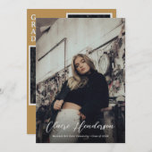 Faire-part Classy Script Mustard Photo Collage Graduation (Devant / Derrière)