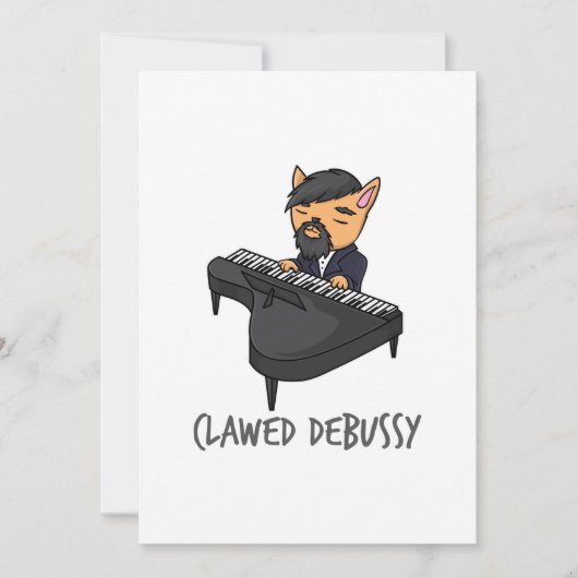 Faire-part Clawsy Piano Player Chat Pun Fun Cadeau (Devant)