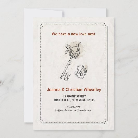 Faire-part Clé de mon cœur Annonce de nouvelle maison (Devant)