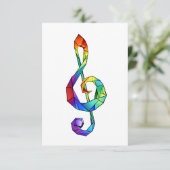 Faire-part Clé de musique arc-en-ciel (Debout devant)