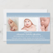 Faire-part Clé grecque - photo bleue (Devant)