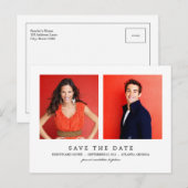 Faire-part CLEAN 2 Photos Enregistrer La Date Carte Postale (Devant / Derrière)